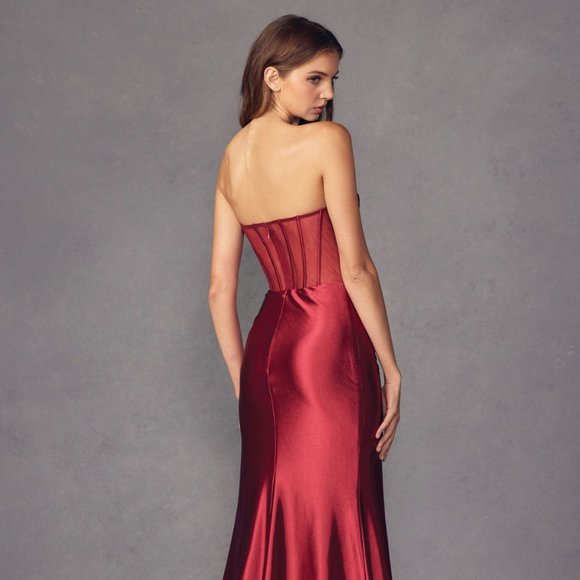 NEW LONG OFF SHOULDER SLEEVELESS STRAPLESS SHEATH DRESS WITH ZIPPER BACK JT 2416 - Picture 6 of 8